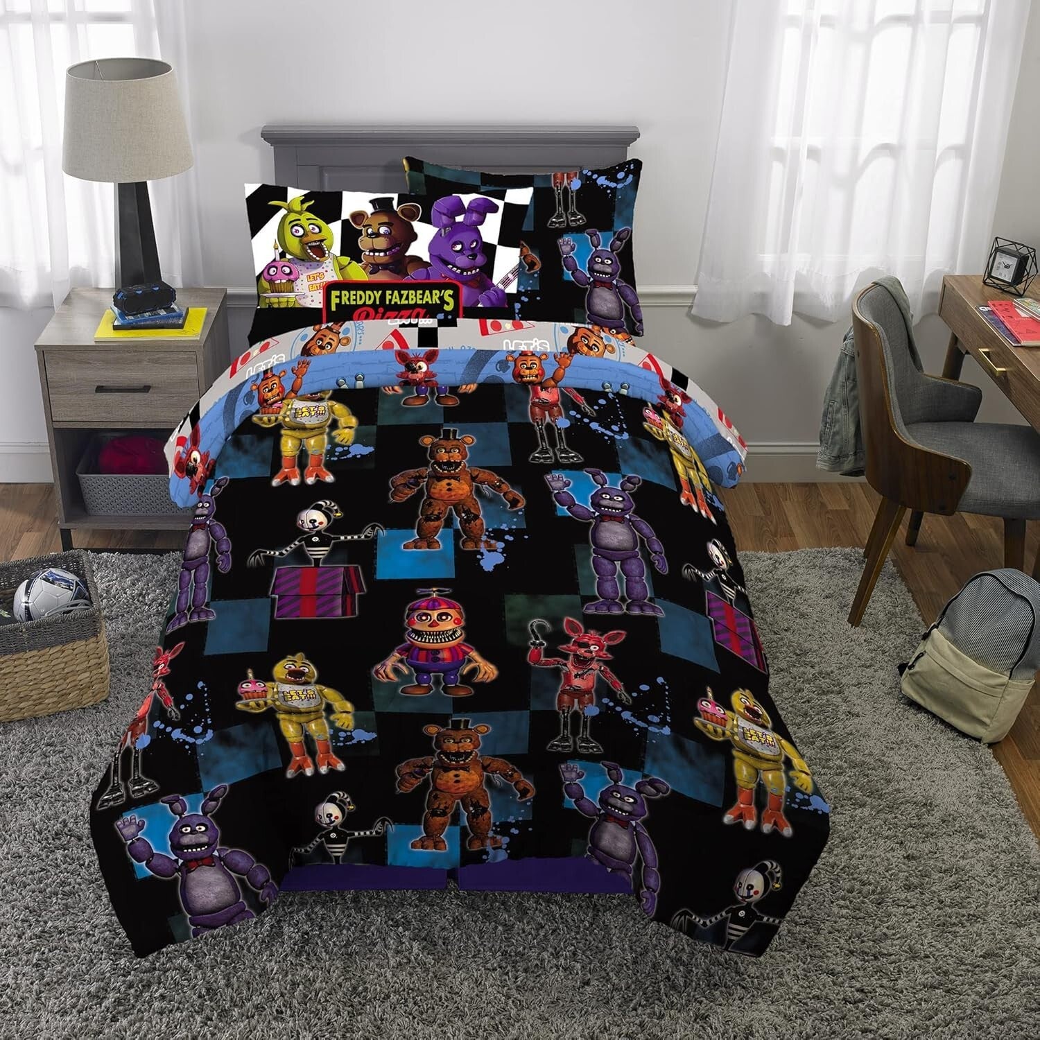 Cozy Reversible 5 Piece Kids Bedding Set - Five Nights At Freddy's Twin Size