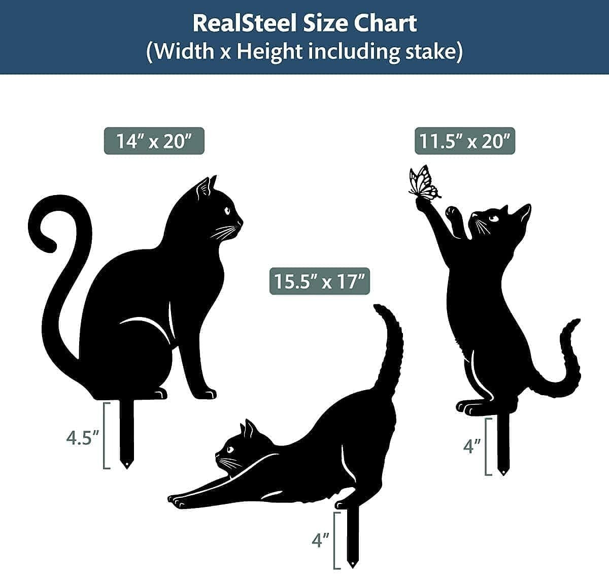 Freestanding Steel Cat Sculptures - Delightful Yard Decor for All Seasons