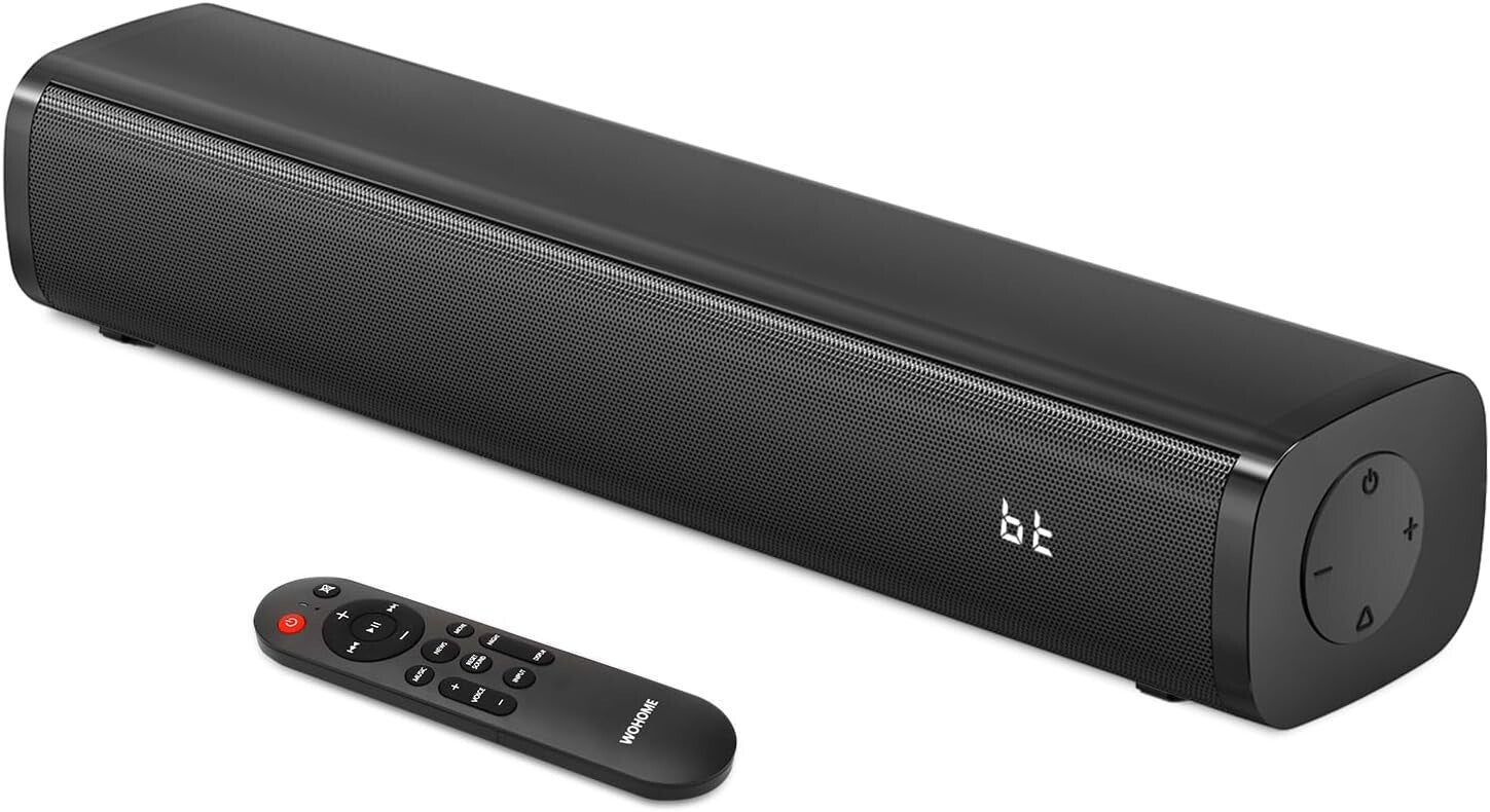 2.1 Channel Small Soundbar with Built-in Subwoofer & 6 Voice Enhancement Levels