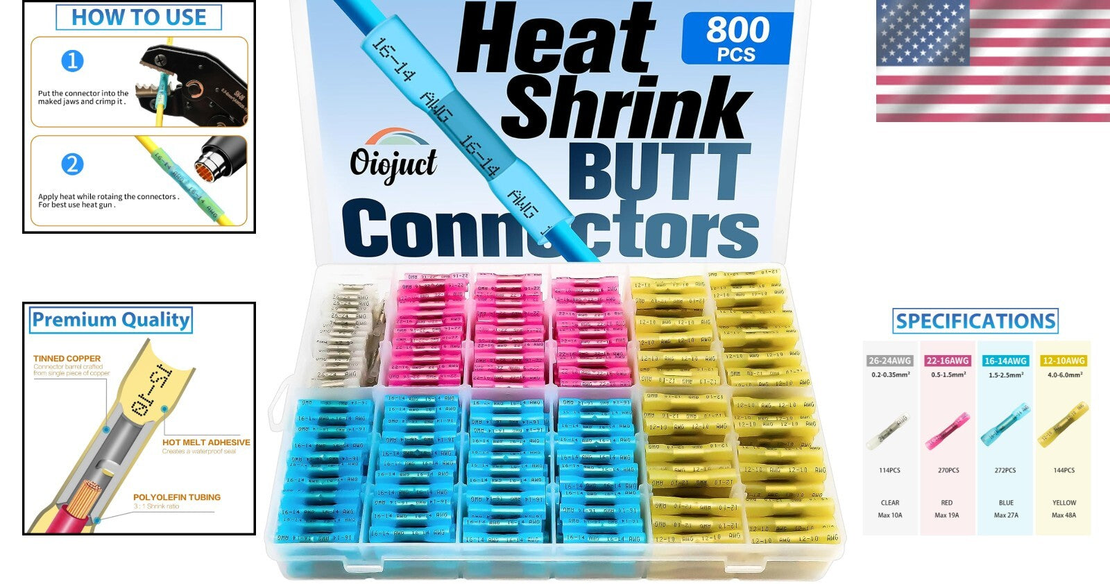 Premium Waterproof Heat Shrink Connectors Kit - 800PCS for Marine & Auto Wiring