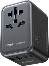 Load image into Gallery viewer, Multi-Port Worldwide Travel Adapter for Smartphones, Laptops and More – 70W GaN