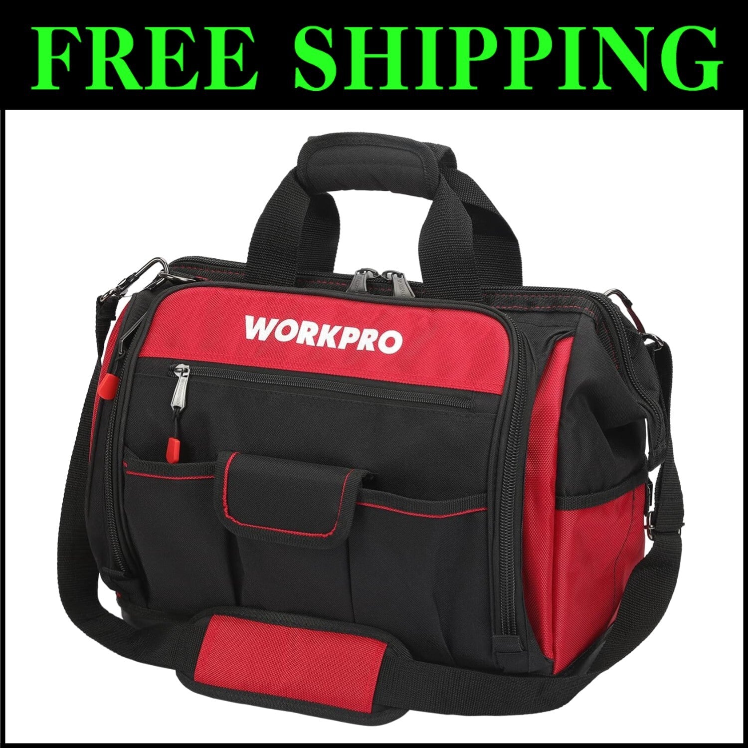 16" Waterproof Tool Bag with 46 Pockets - Durable Organizer for All Tools