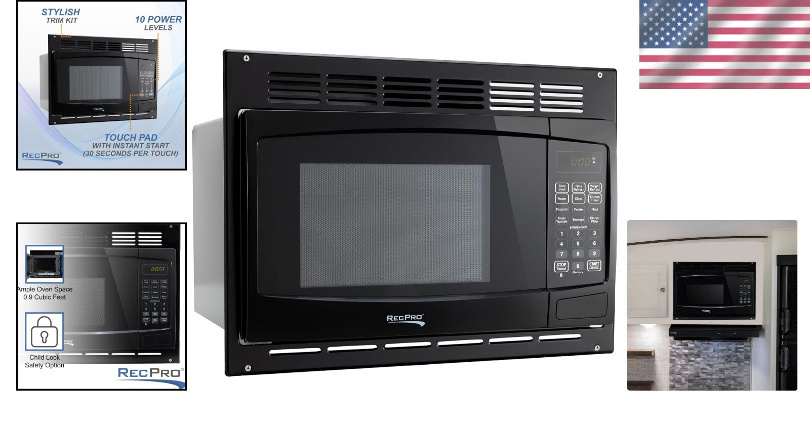 Energy-Efficient RV Microwave - 900W, Digital Control & Turntable Functionality