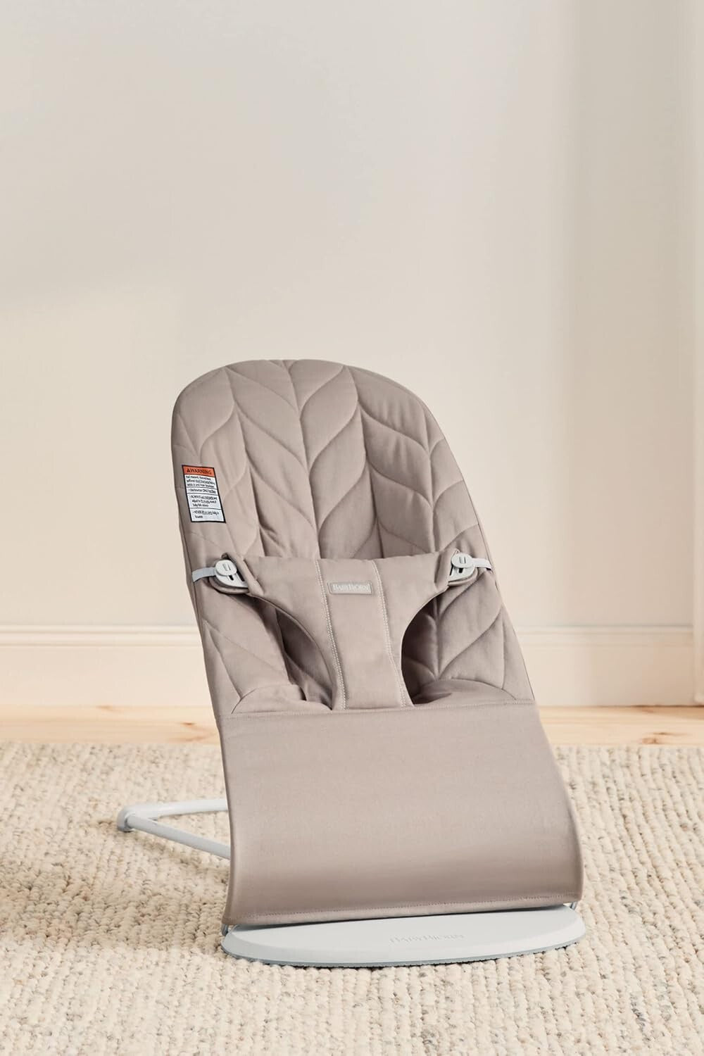 Lightweight Sand Gray Baby Bouncer with Adjustable Positions for Comfort