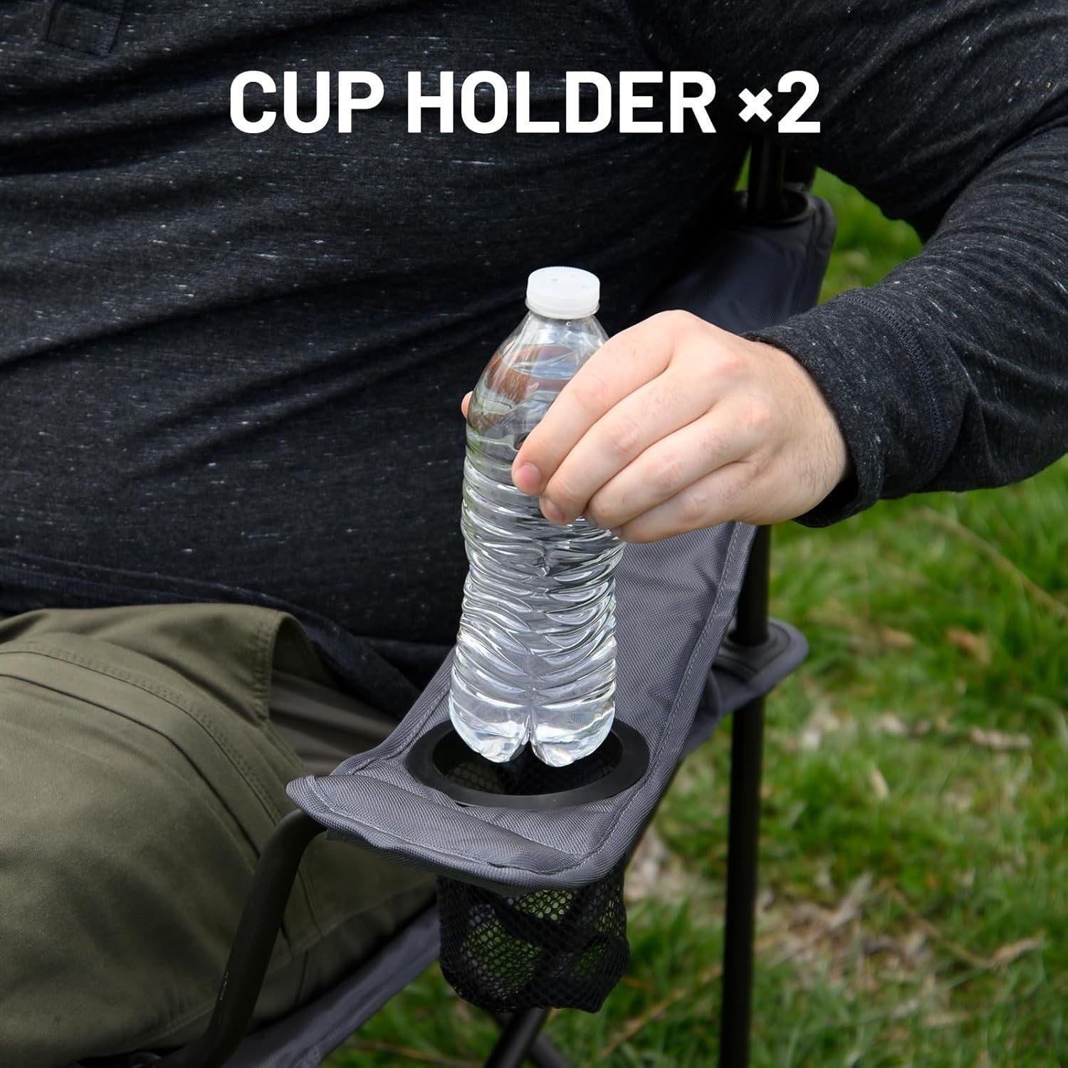 Grey Folding Camping Chair Loveseat for 2 - Perfect for Intimate Outdoor Moments