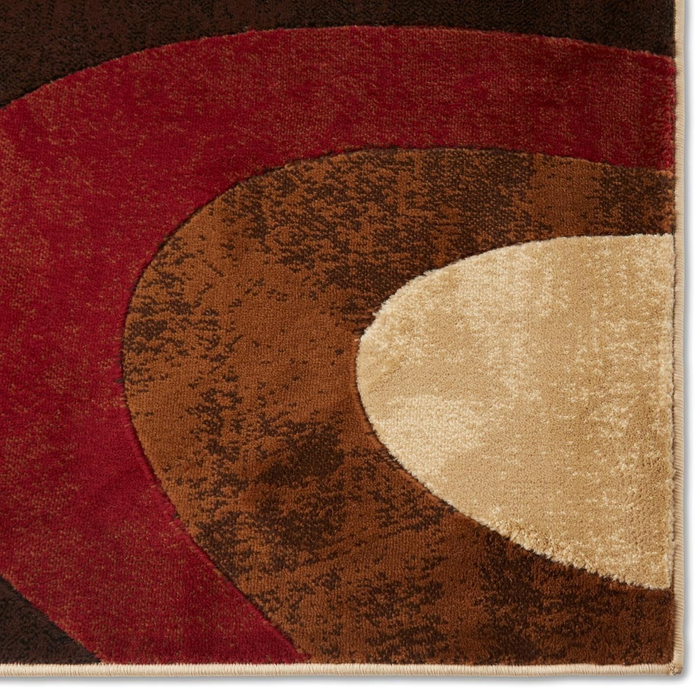 Elegant Abstract Runner Rug 26"x6" in Bold Red & Brown - Stain Resistant