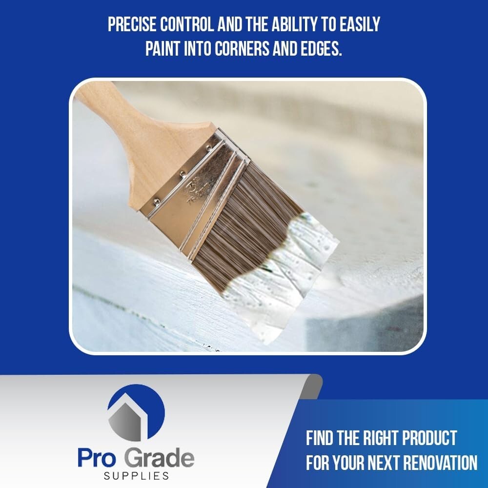 12-Pack 3" Angle Paint Brushes - Synthetic Bristles for Precision & Durability