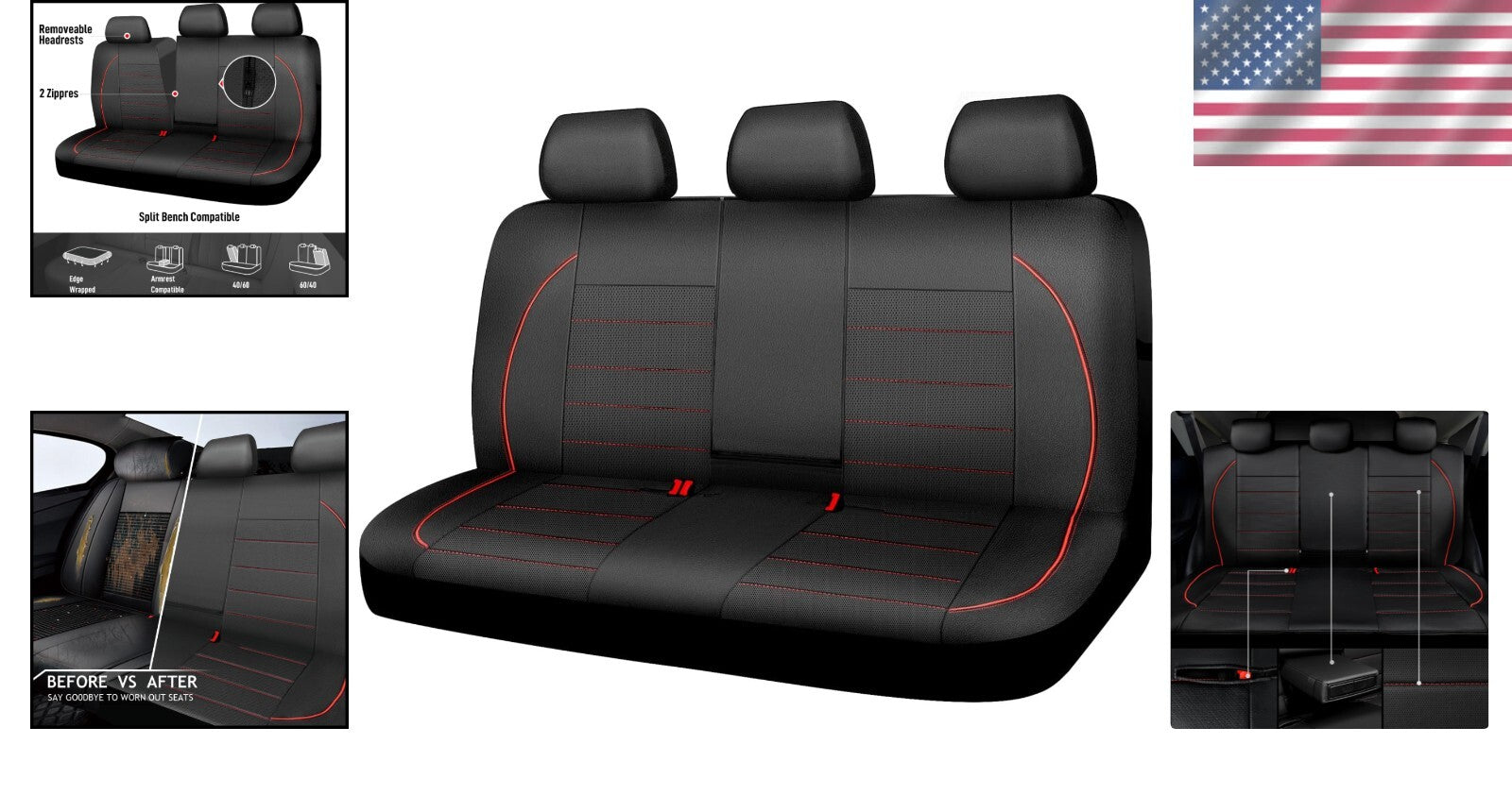 Stylish Universal Waterproof Bench Seat Cover - Faux Leather for Cars & Trucks