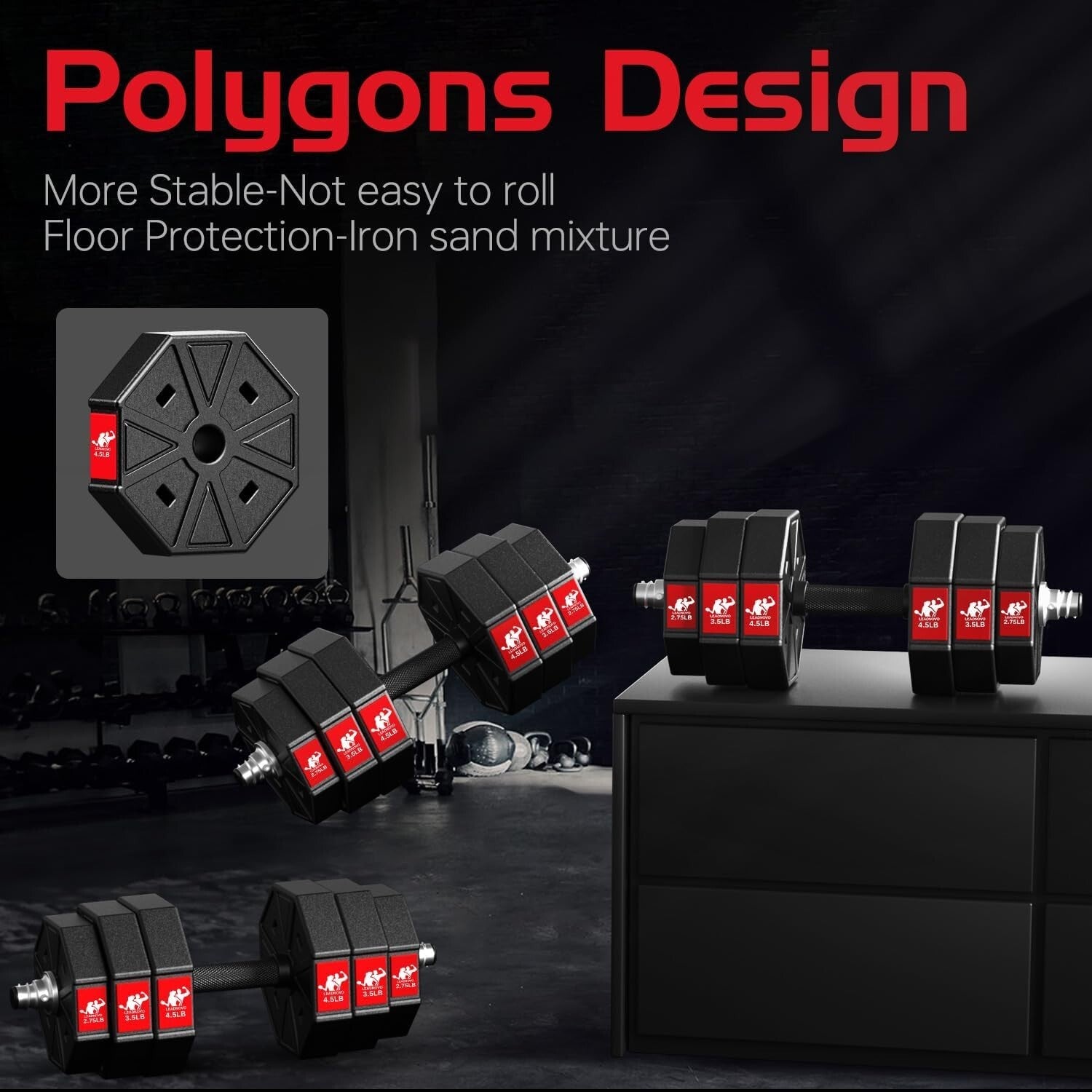 Multi-Function Home Gym Dumbbells - 44lbs, 66lbs & 88lbs Adjustable Weights