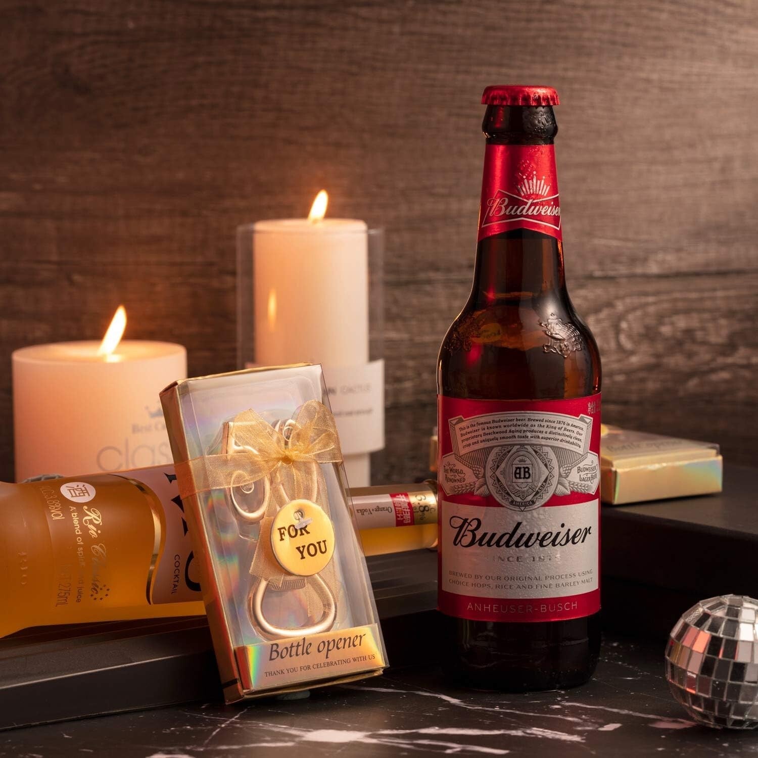 50-Piece Gold Rhinestone Bottle Opener Set for 50th Anniversary Celebrations