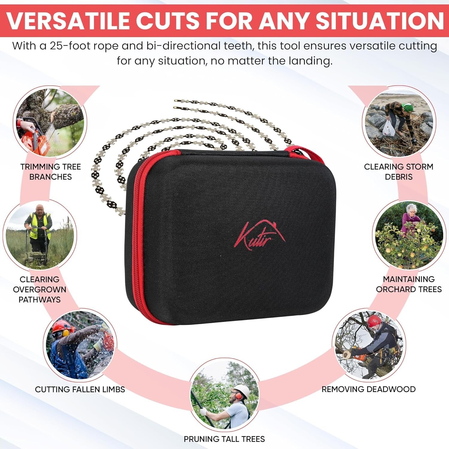 48” High Reach Tree Limb Hand Saw with Ropes & Pouch - Effortless Branch Cutting