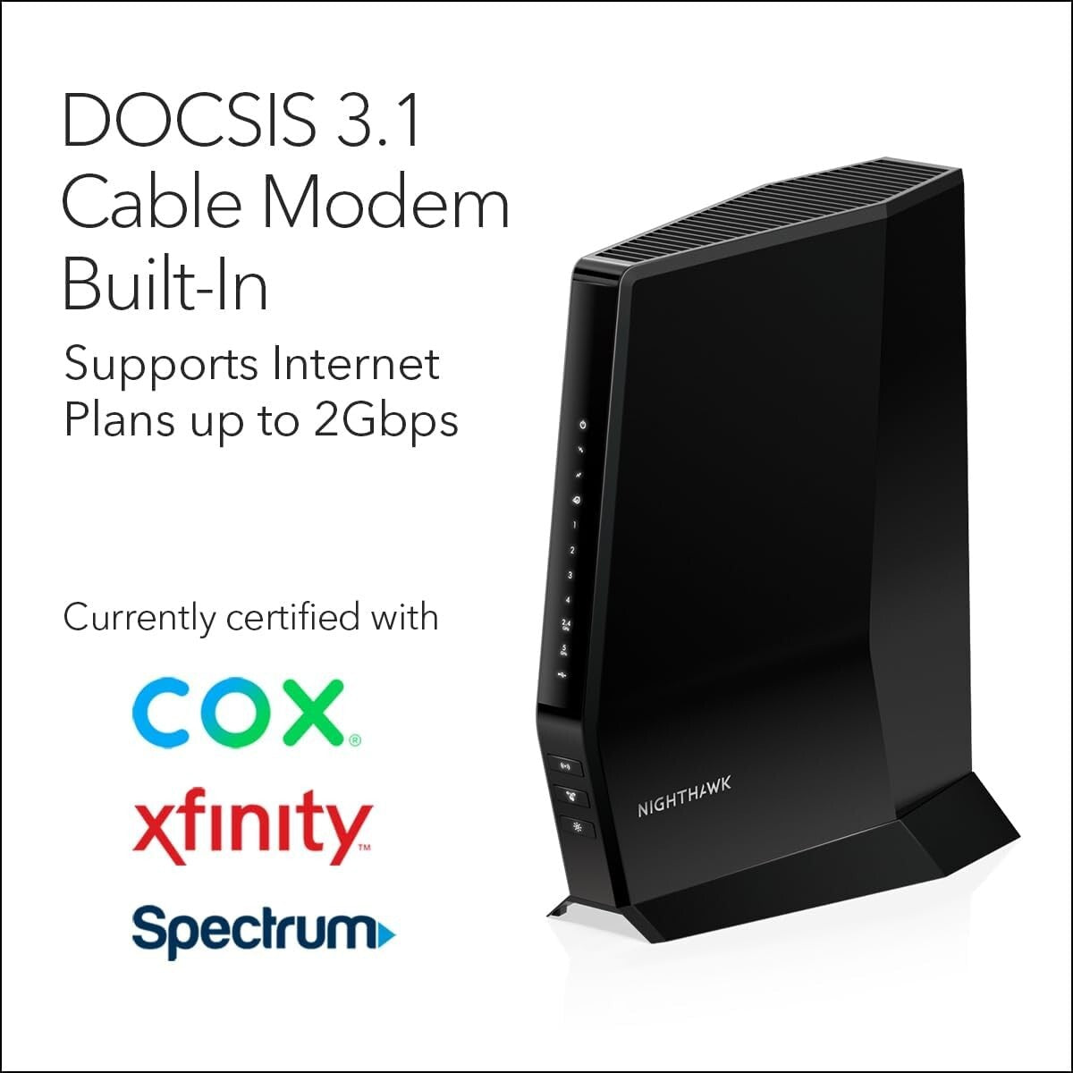 Advanced Nighthawk WiFi 6 Router and DOCSIS 3.1 Modem Combo - Coax Connectivity