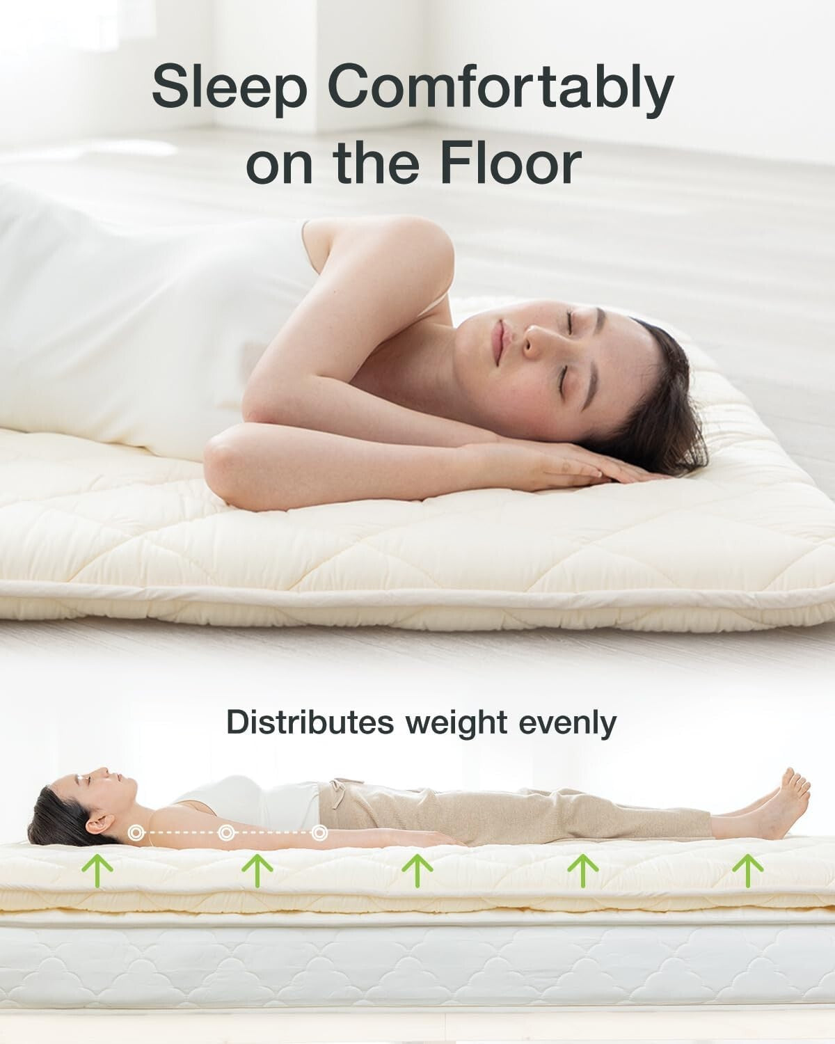 Ergonomic Full Japanese Futon Mattress - Lightweight & Space-Saving Design
