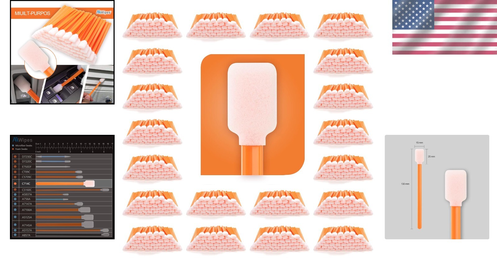 Professional Grade Foam Swabs 5.25" - Perfect for Printer and Household Cleaning