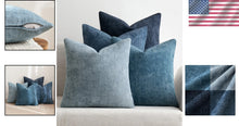 Load image into Gallery viewer, Set of 4 Neutral Blue Chenille Throw Pillow Covers 20x20 inches for Modern Decor