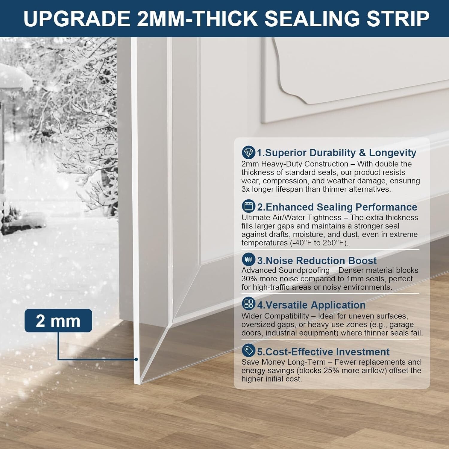 Premium Clear Silicone Door Draft Stopper - 36ft Weather Stripping for Gaps