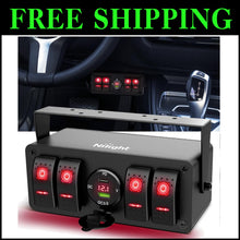 Load image into Gallery viewer, Rocker Switch Box with 4 Gang Control, USB Charger &amp; Adjustable Mount Bracket