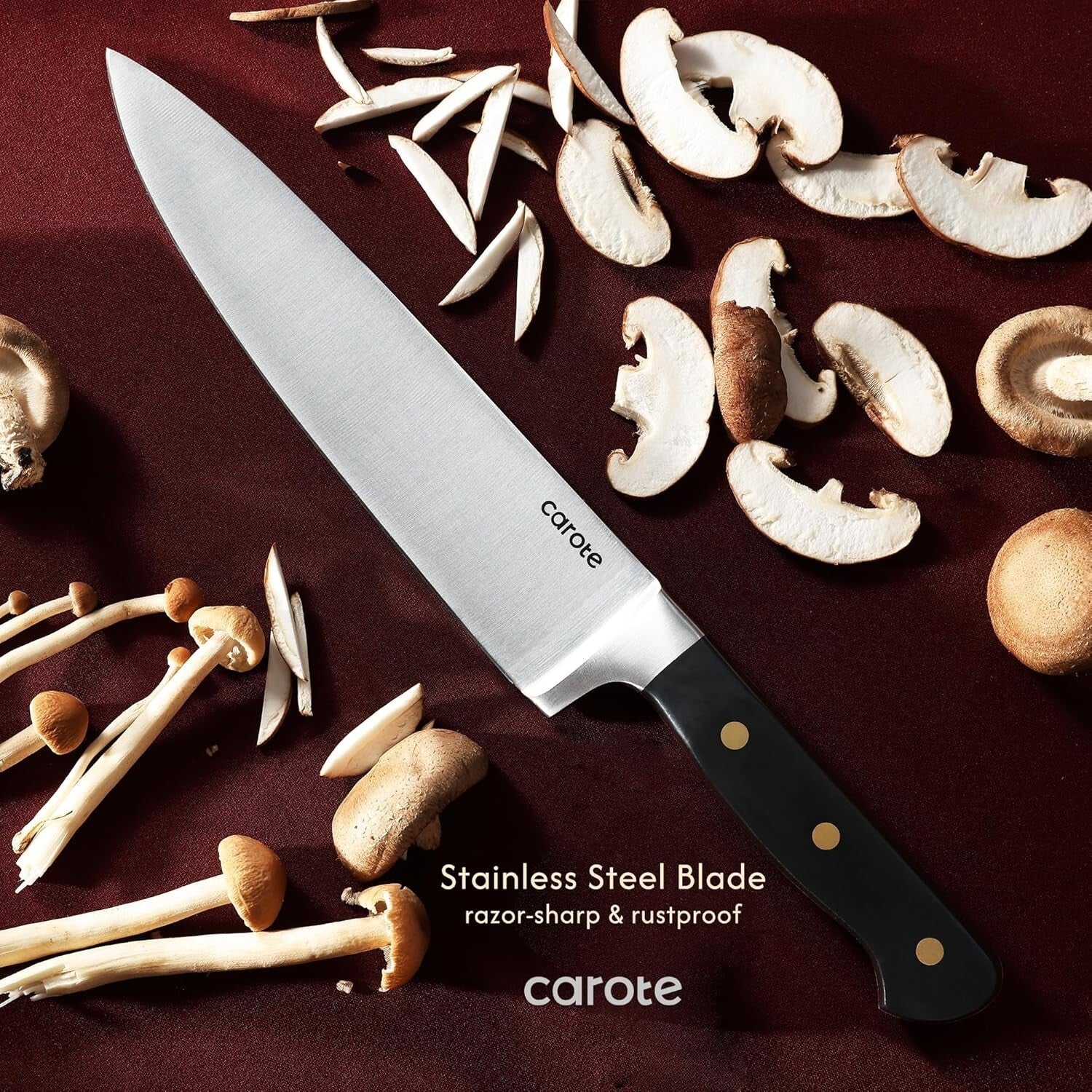 11-Piece Black Kitchen Knife Set with Magnetic Block - Razor Sharp & Ergonomic