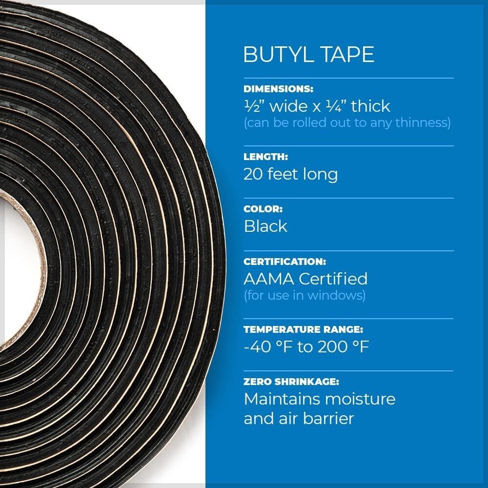 Damplifier Butyl Sealant Tape - 20 ft Waterproof Automotive & Household Sealant