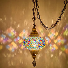 Load image into Gallery viewer, Mediterranean-Style Hanging Pendant Light - Large Mosaic Globe with Switch