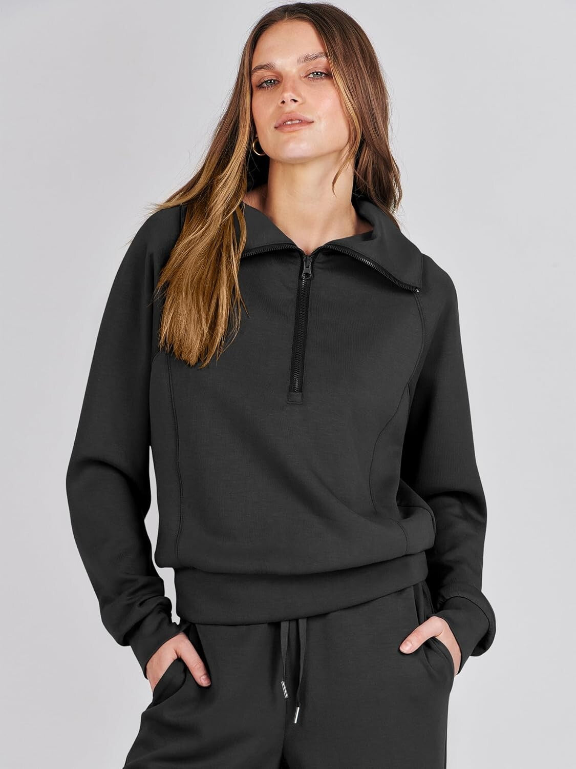 Fall Fashion Classic: Women's Half Zip Oversized Sweatshirt & Sweatpants Set