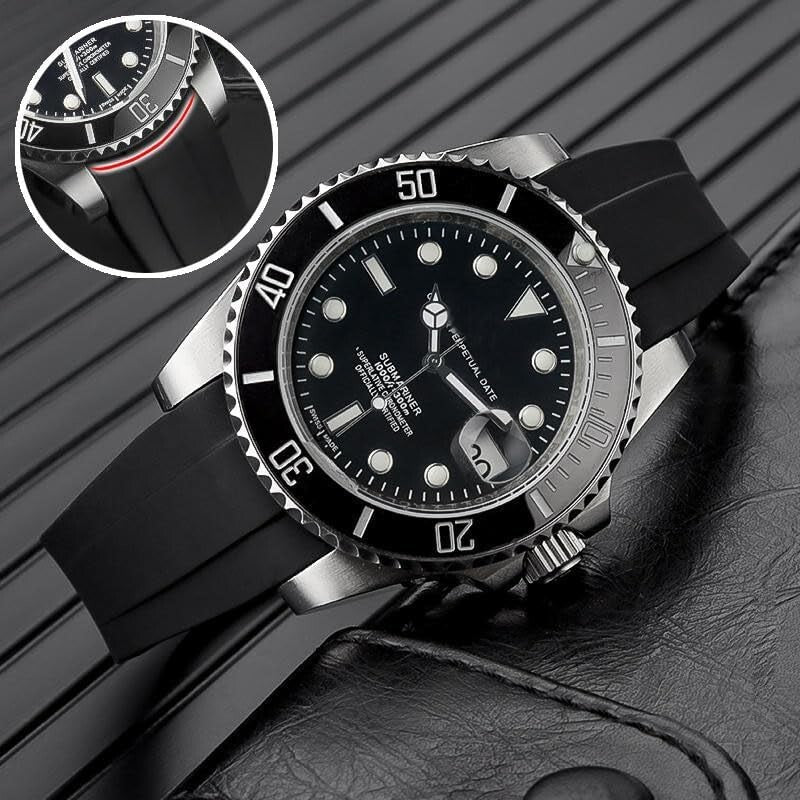 Change Your Style with 20mm Rubber Watch Band - Black, Blue & Green Choices