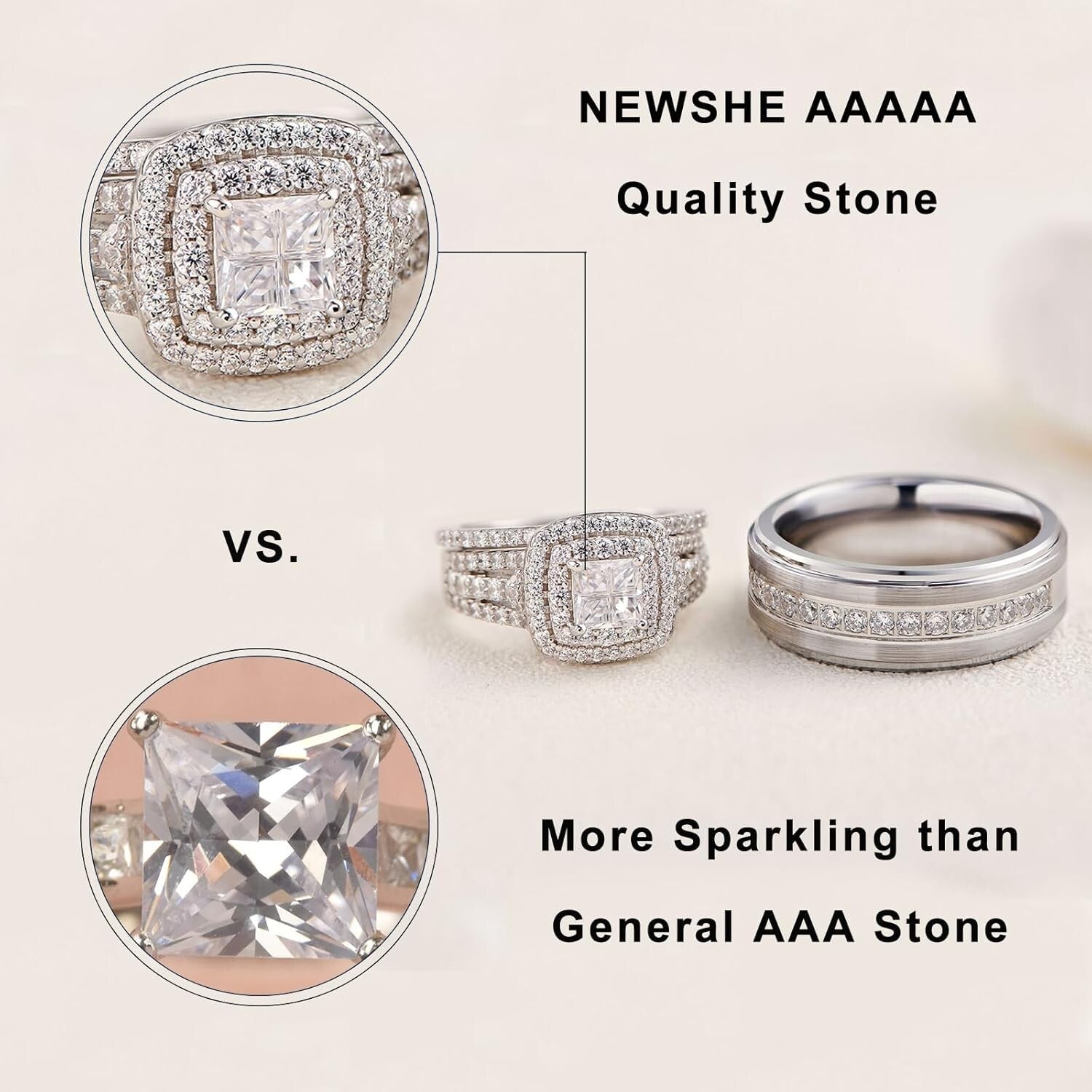 His and Hers Tungsten & Sterling Silver Wedding Ring Set - Gift Ready Packaging