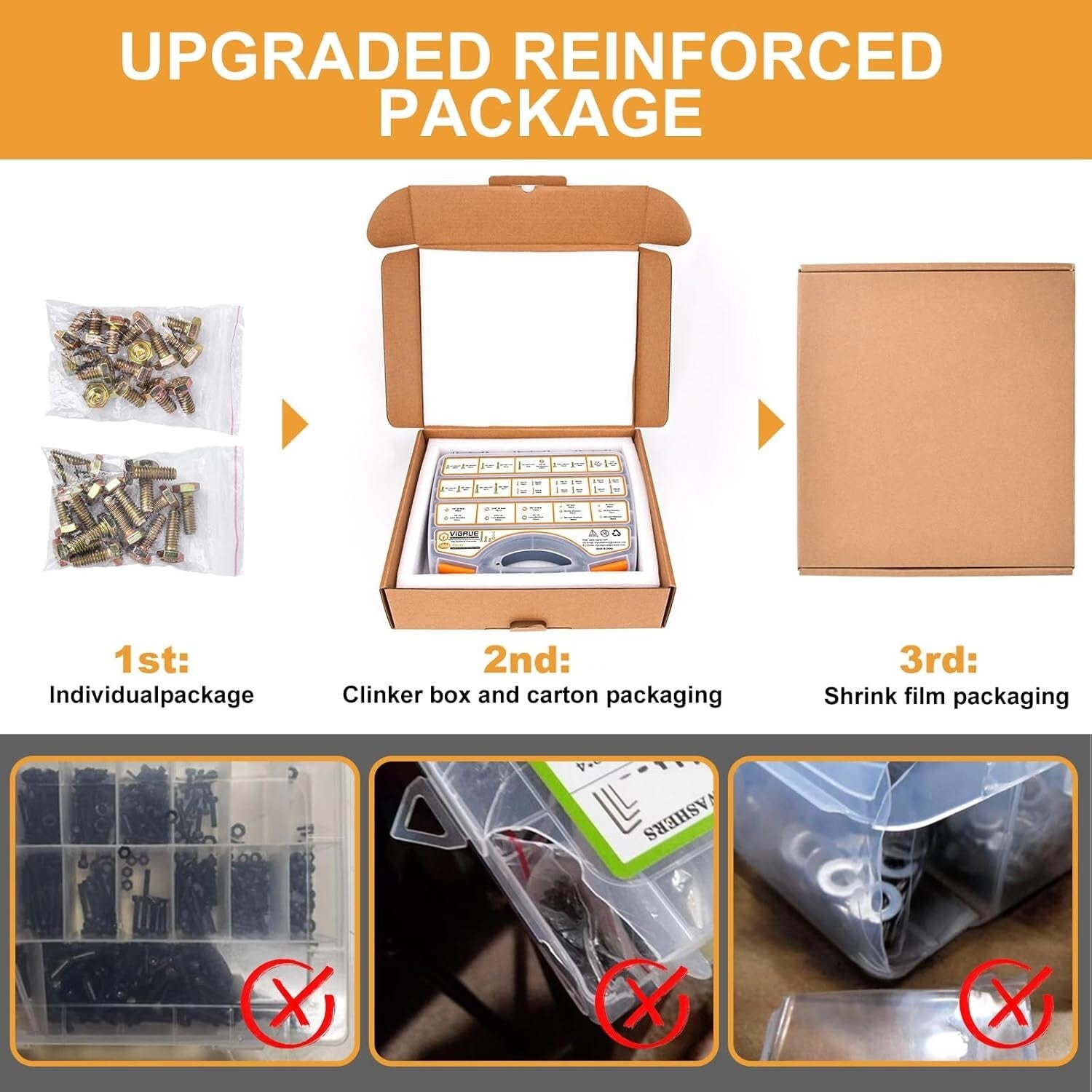 25 Size Hex Bolts Nuts Assortment Kit - 1060PCS Alloy Steel Fasteners Set