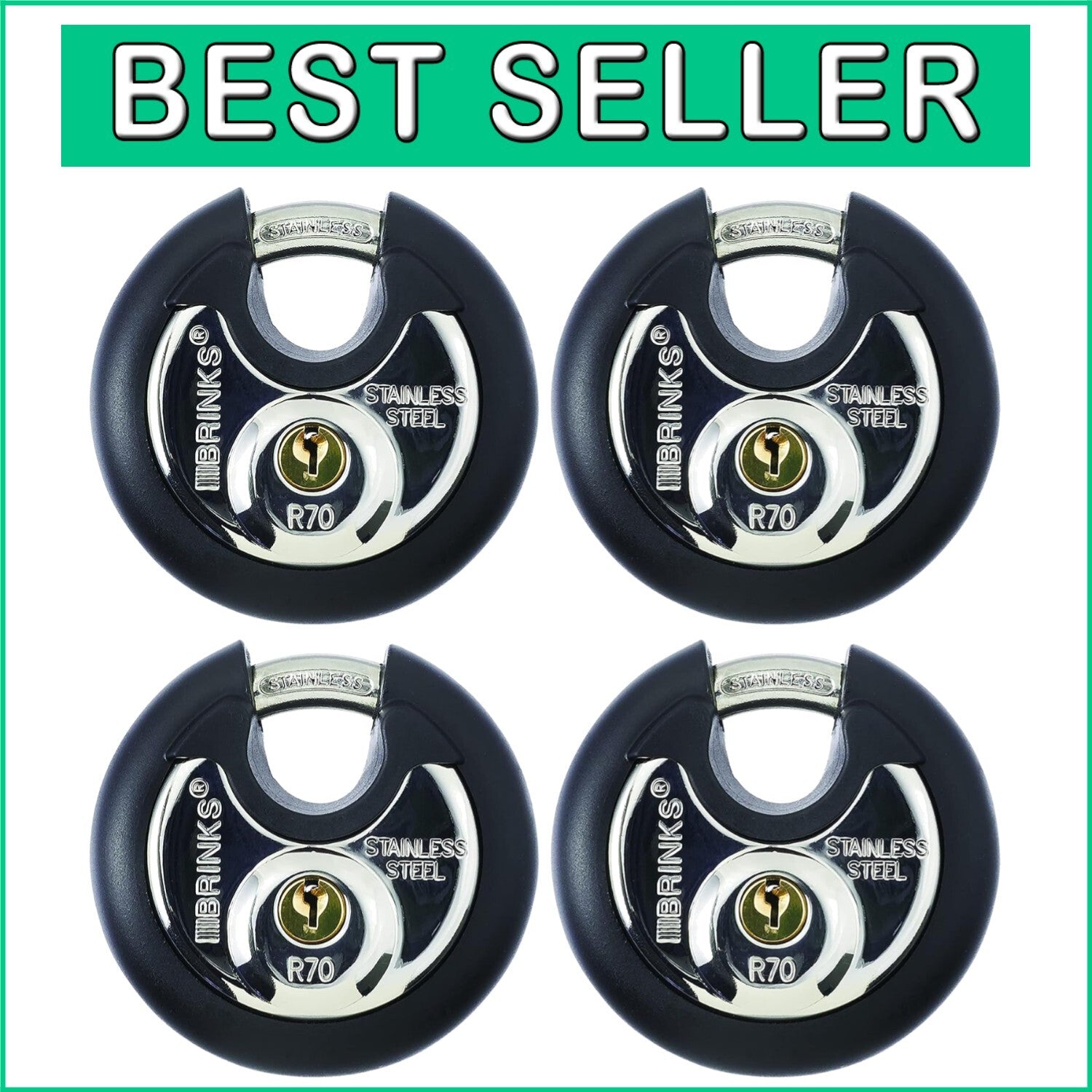 70mm Heavy Duty Security Padlocks with Keys - Cut Resistant & Scratch-Proof