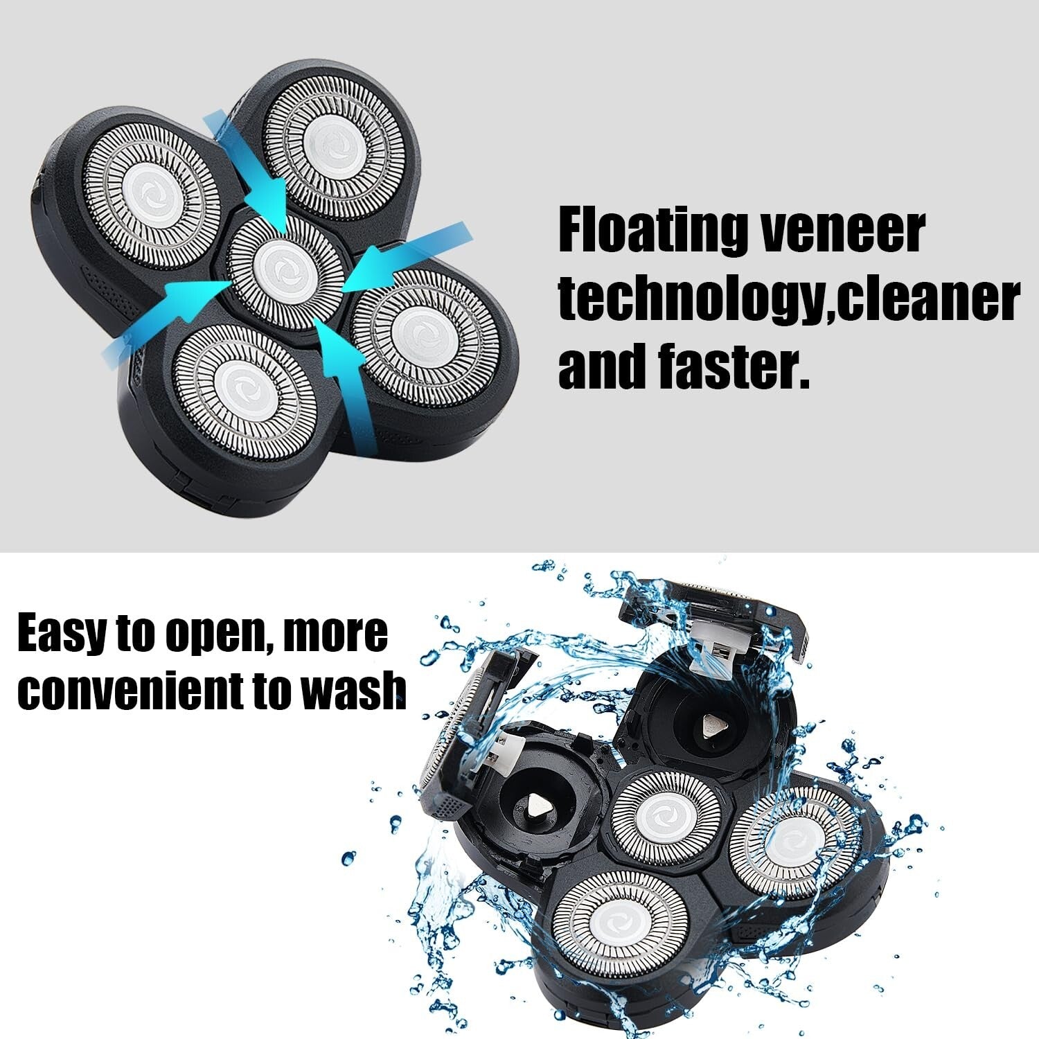 4PCS 360-Degree Shaver Replacement Blades for Bald Men & Women - Safe and Smooth