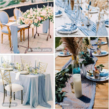 Load image into Gallery viewer, Versatile 10ft Dusty Blue Cheesecloth Table Runners - 12 Pack for All Occasions