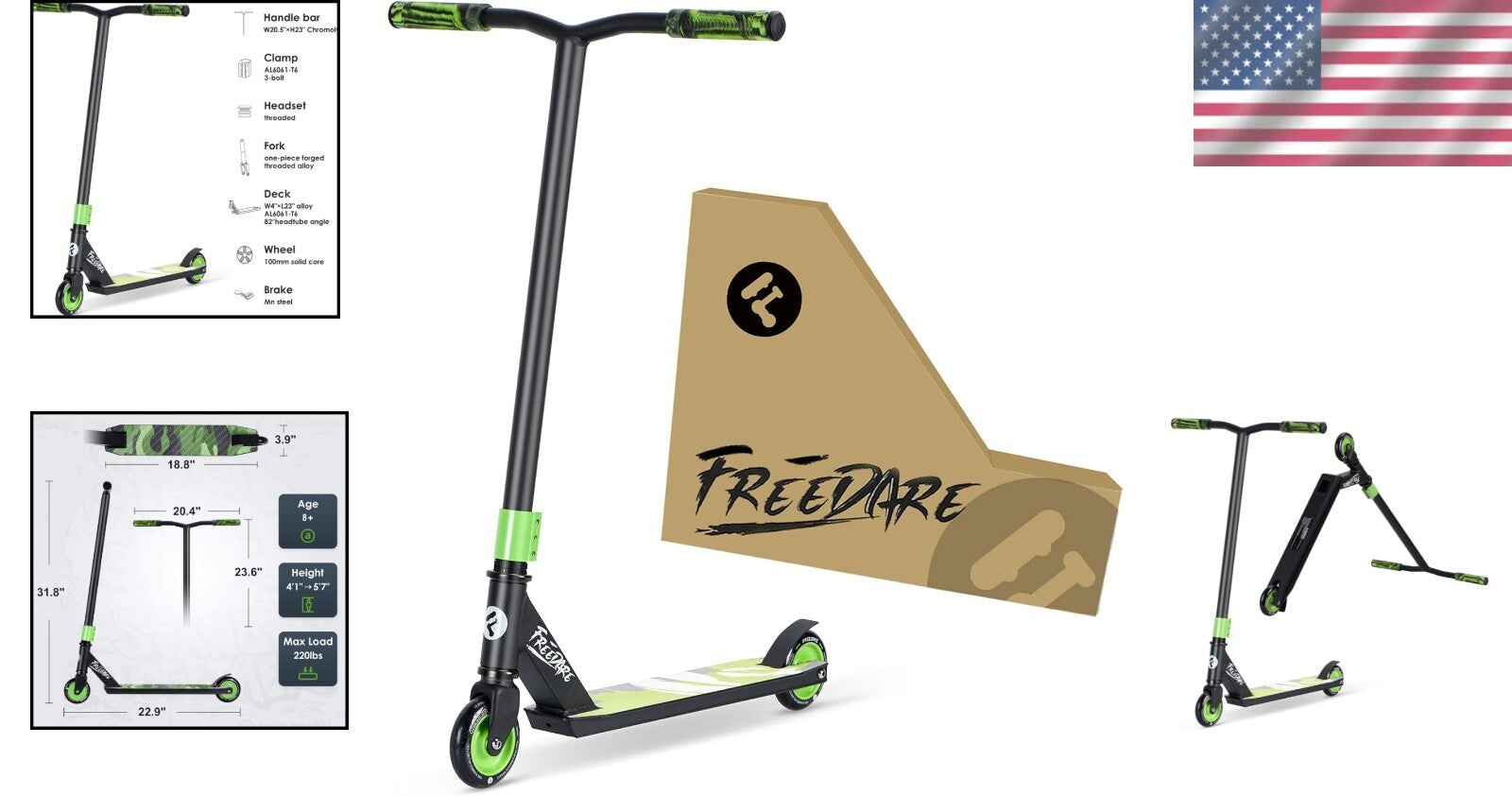 Versatile Trick Scooter for Youth and Teens - Lightweight with 220 lbs Capacity