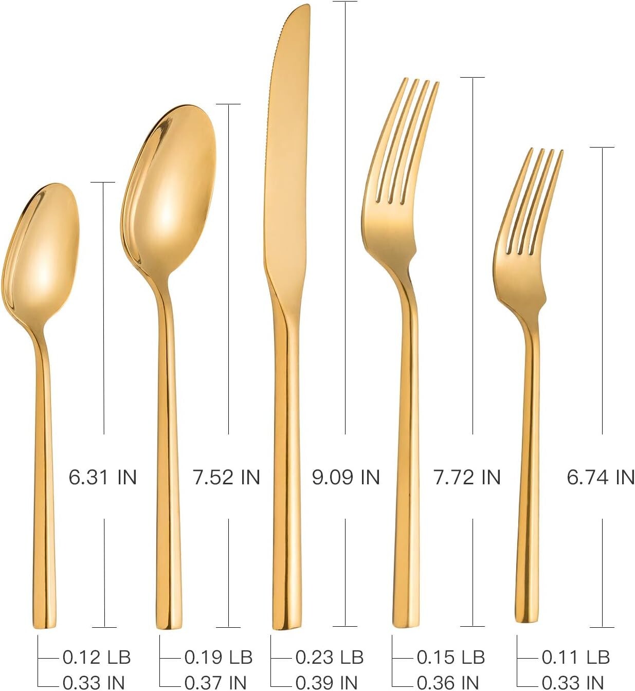 Modern Gold Flatware Set - 40-Piece Stainless Steel Cutlery for Perfect Dining