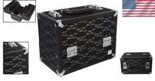 Load image into Gallery viewer, Lightweight 4-Tray Cosmetic Organizer with Locking Latches - Black Lace Design