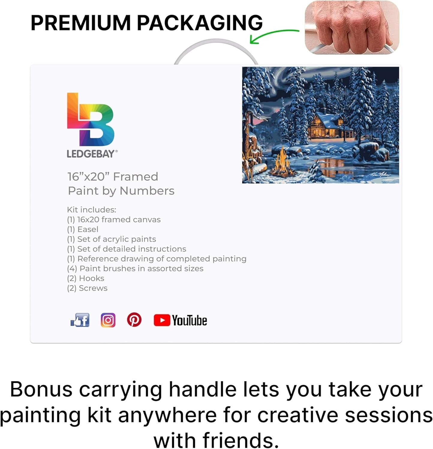 Beginner to Advanced Paint by Numbers Kit - 16" x 20" Framed Canvas & Easel