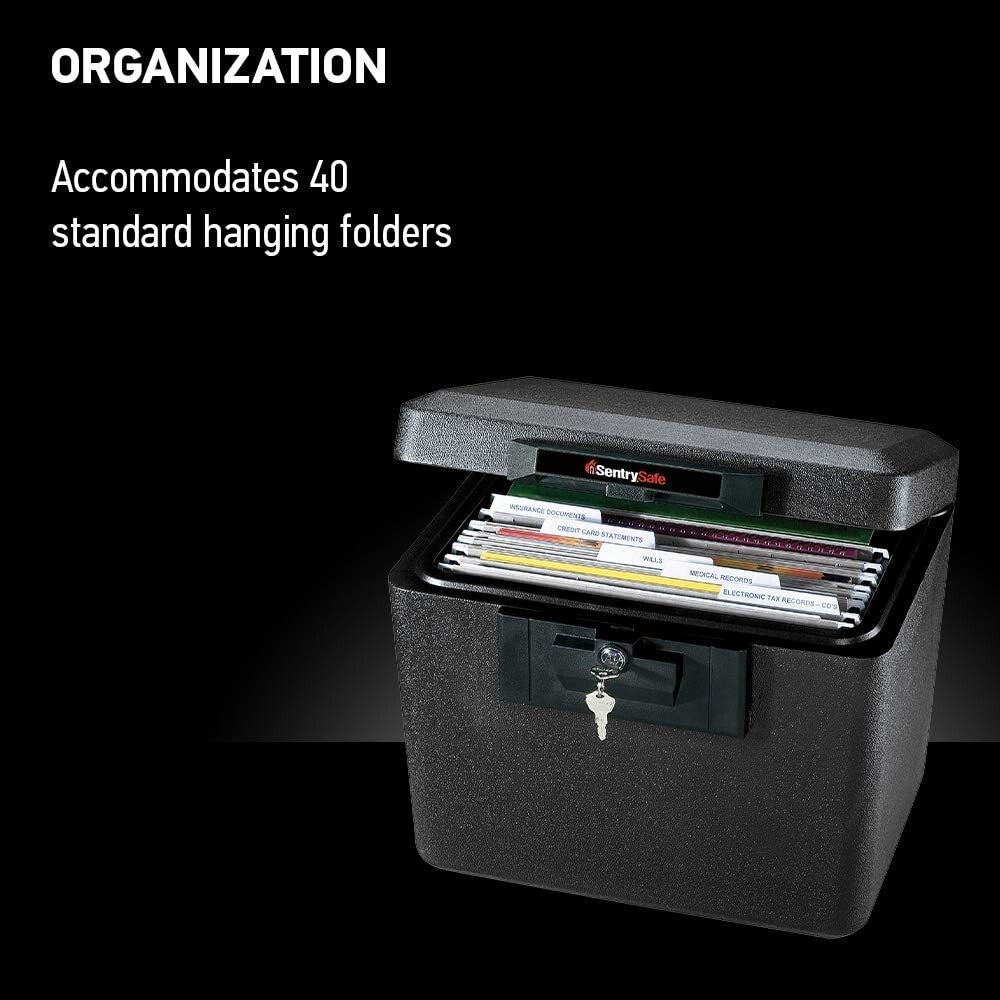 Black Fireproof Document Safe 0.61 Cu Ft with Key Lock - Protect Your Valuables