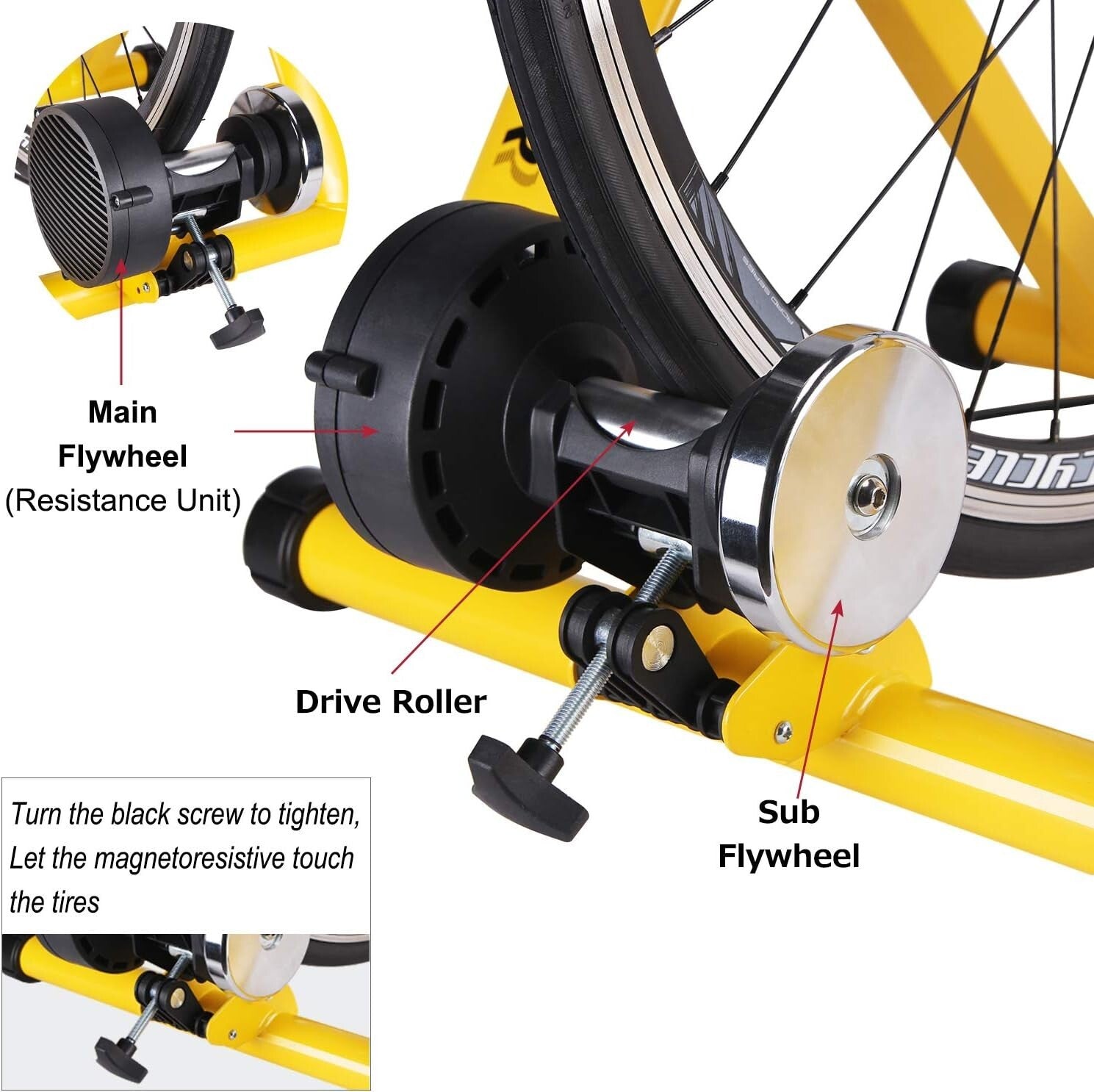 Adjustable Magnetic Bicycle Stand with Front Wheel Riser Block - Indoor Fitness