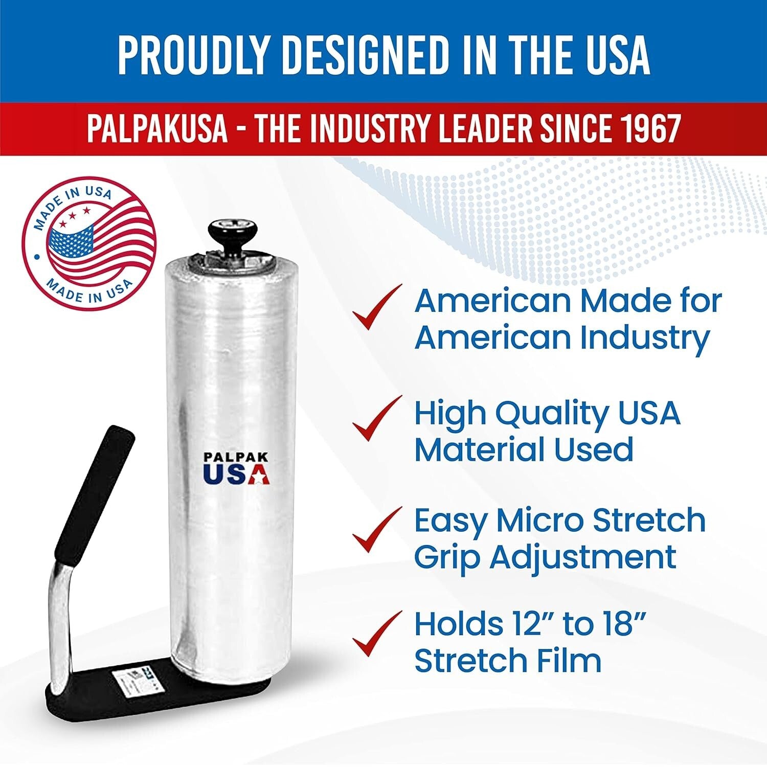 Versatile Stretch Film Dispenser - Pallet Wrap Handle with Adjustable Tension