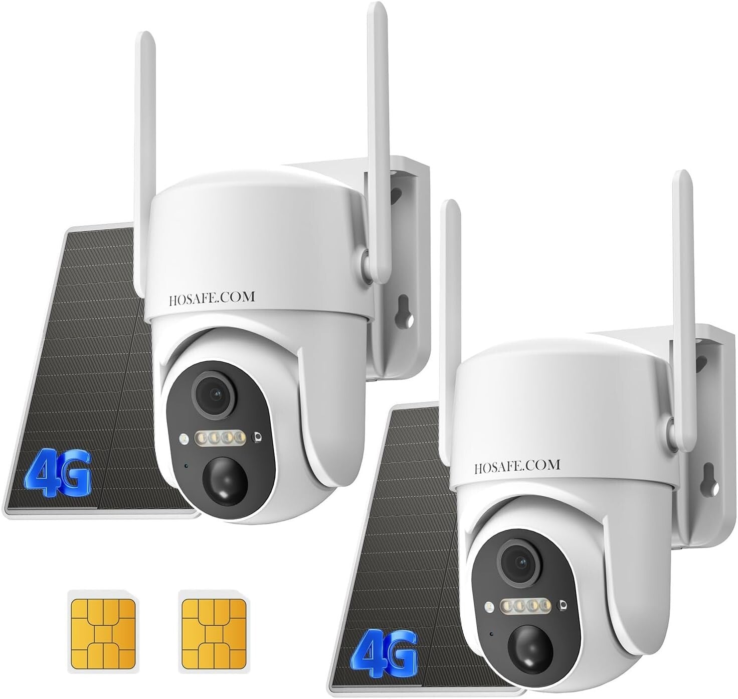 Wireless 2K HD Solar Security Camera with Remote Control & Night Vision - 2 Pack