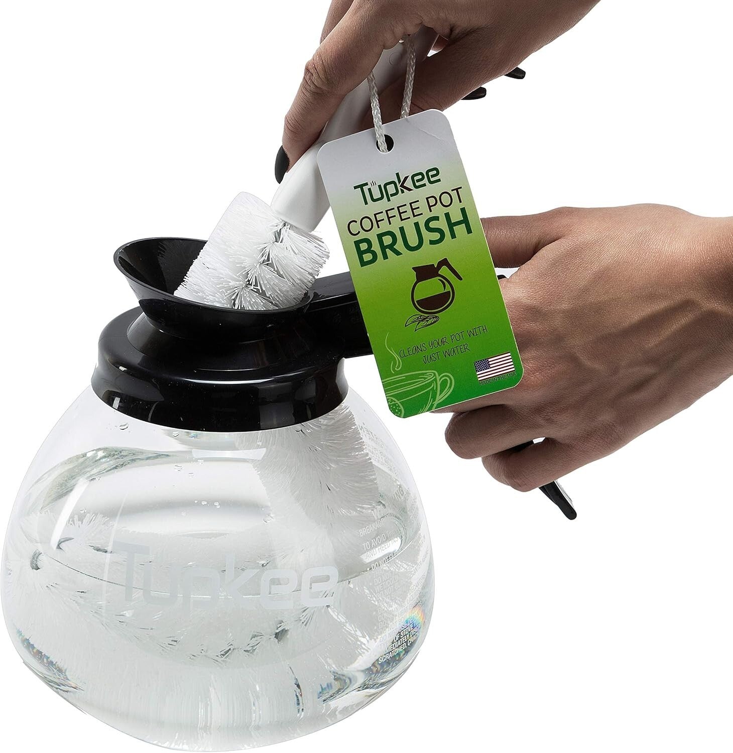 Ergonomic 12-Cup Coffee Decanter - Shatter-Resistant with Non-Scratch Brush