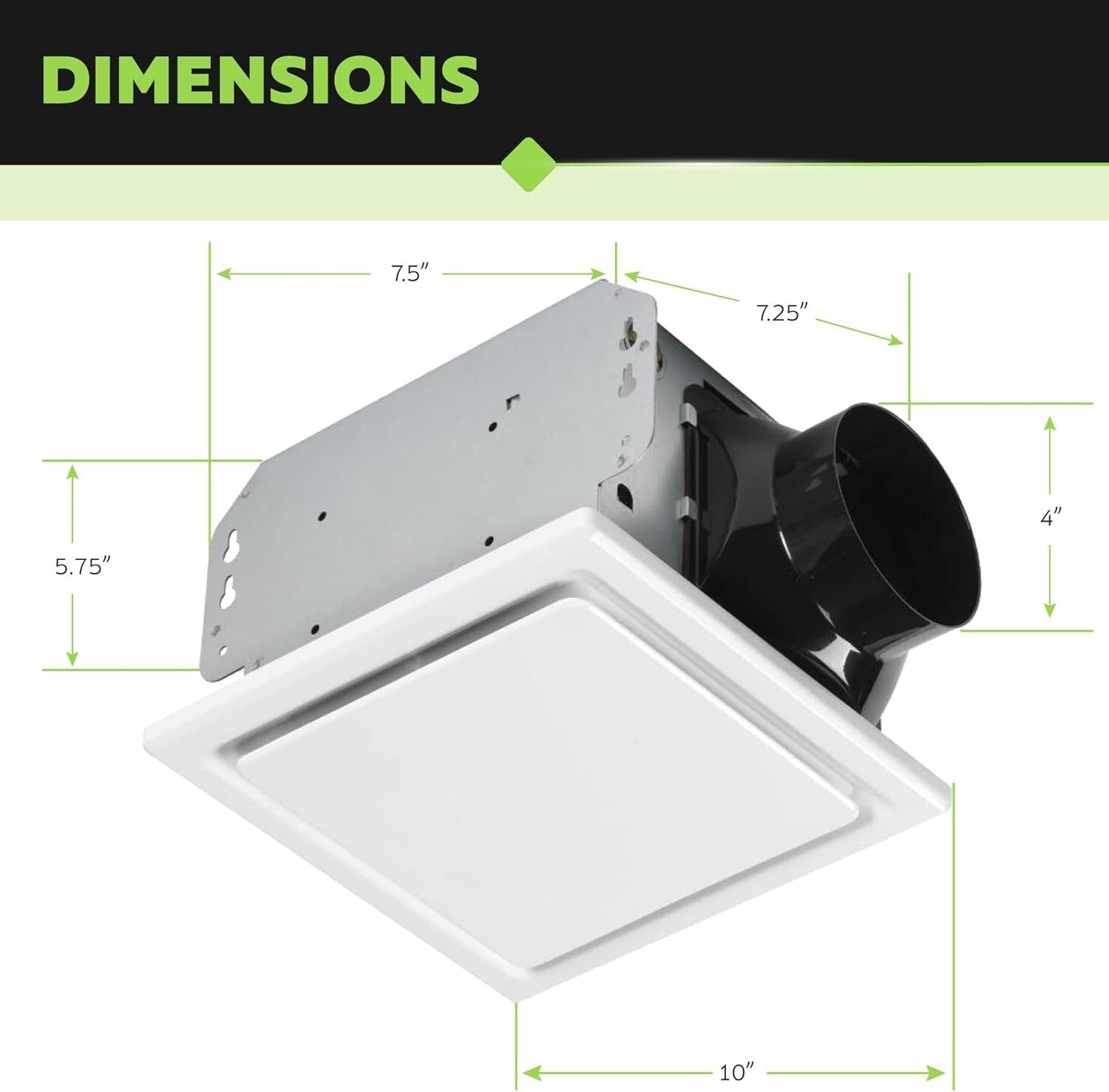 Galvanized Steel Ceiling Bath Ventilation Fan - Quiet, Modern Design, 110 CFM
