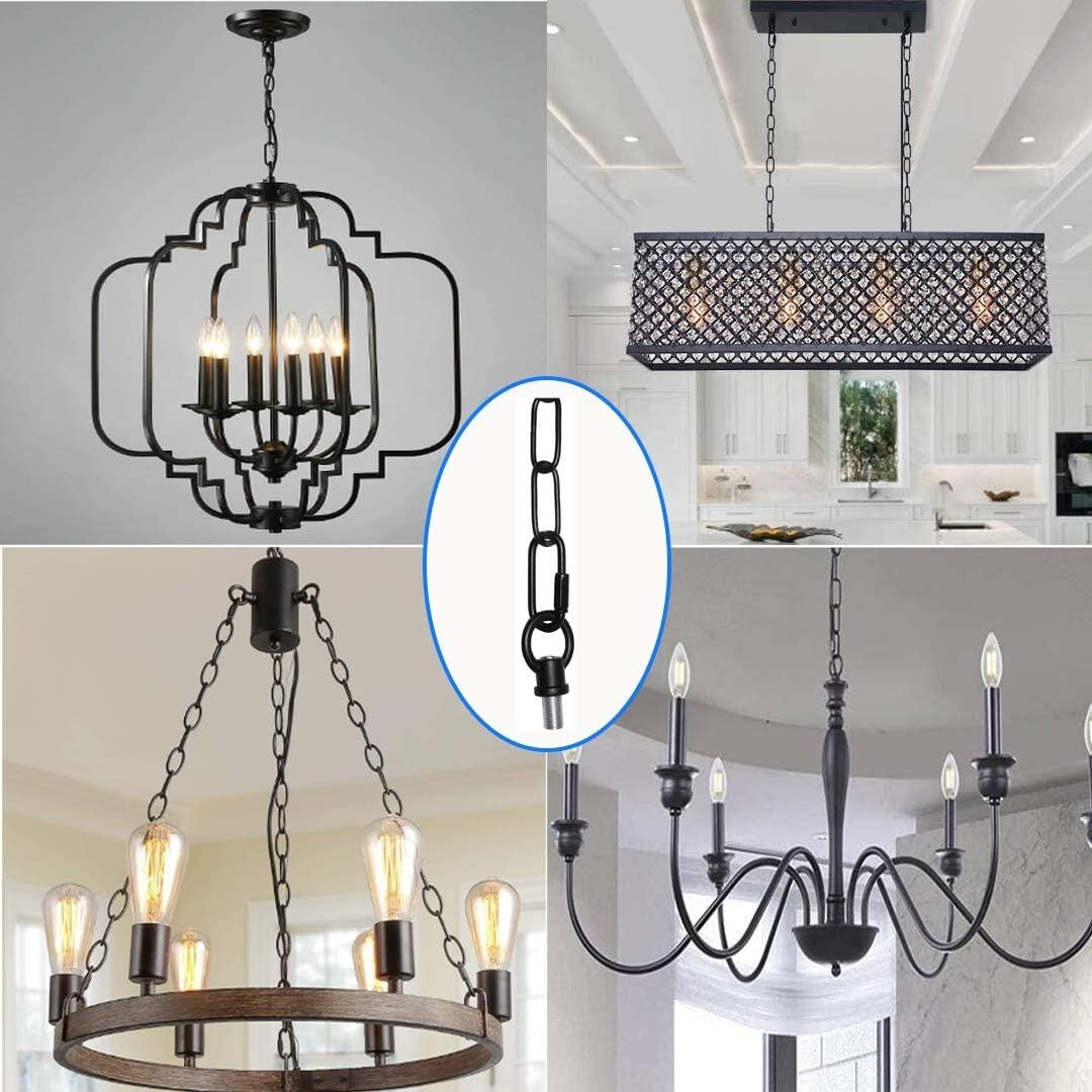 Adjustable 20FT Black Pendant Light Fixture Chains - 65 lbs Capacity, 2 Pack