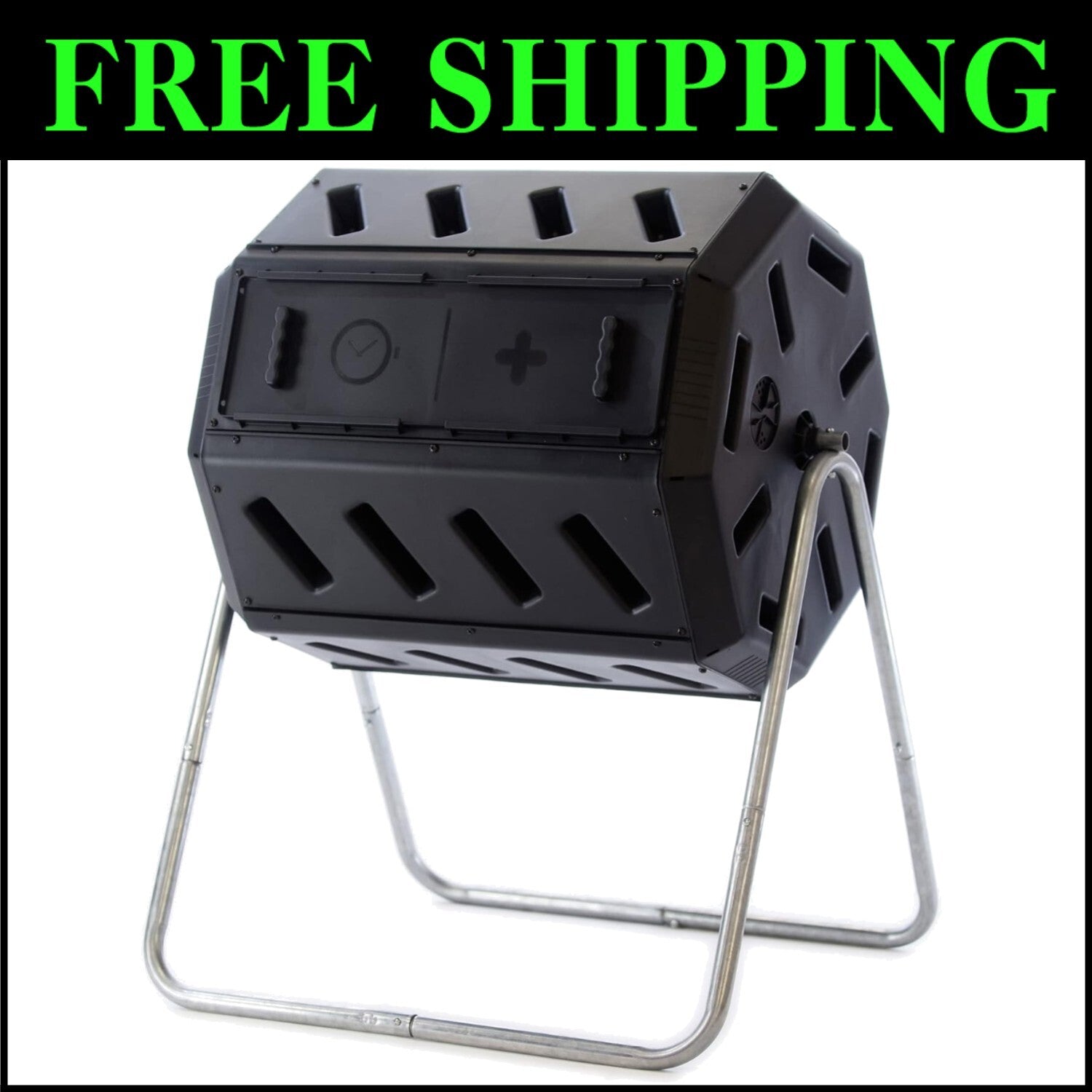 Stylish Black Outdoor Tumbling Composter - 37 Gallon Dual Chamber Design