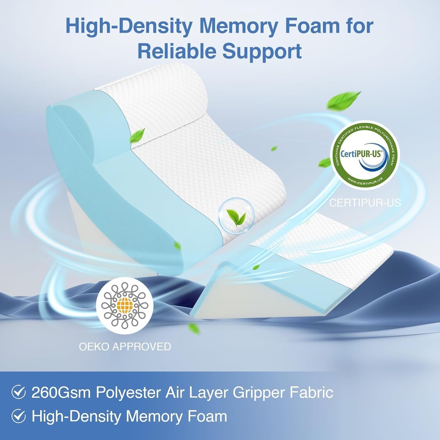 4Pcs Orthopedic Wedge Pillow Set - Gel-Infused Memory Foam for Sleep & Support