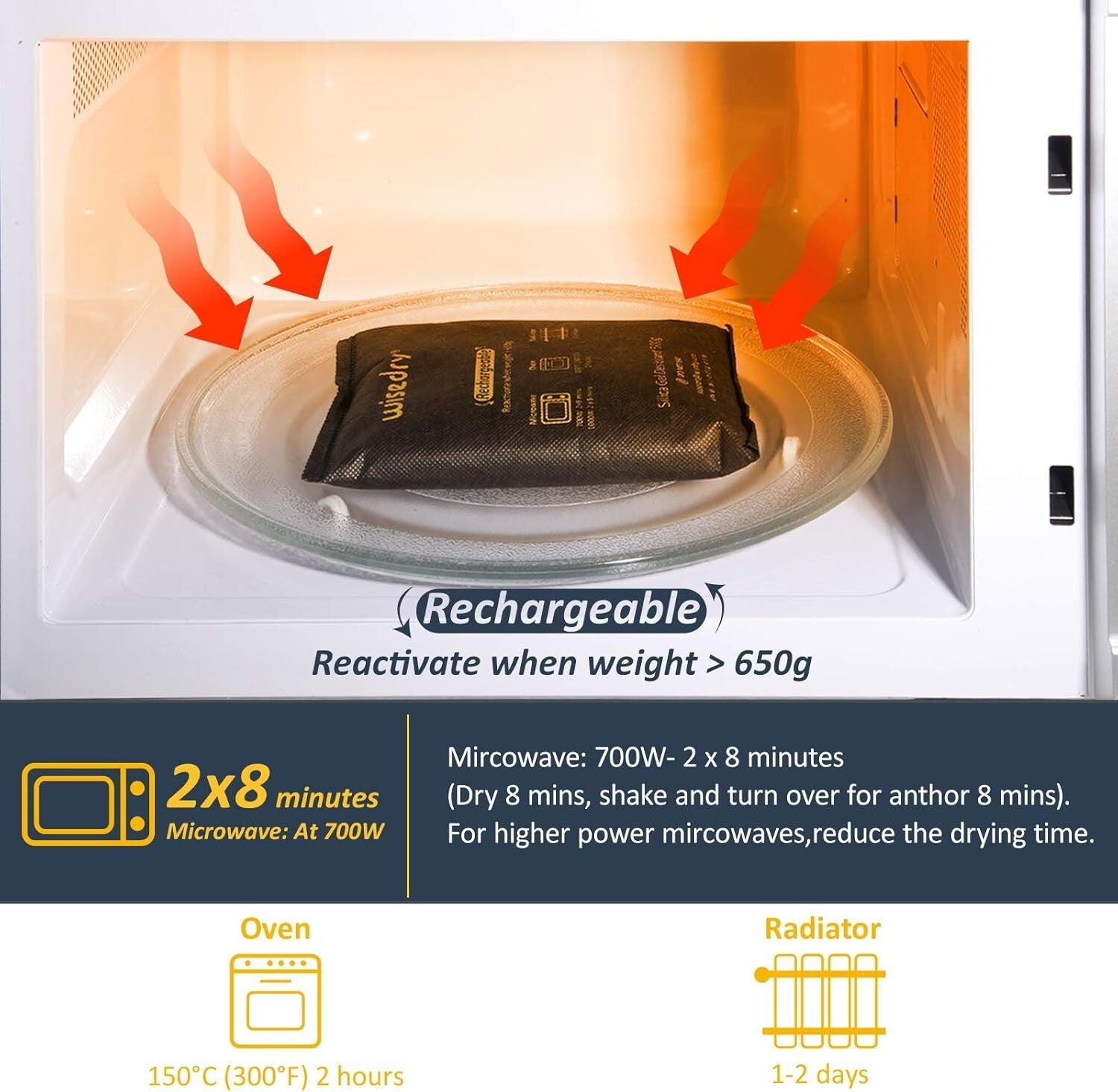 Large 4 x 500g Silica Gel Moisture Absorber Bags - Safe & Reusable Dehumidifier