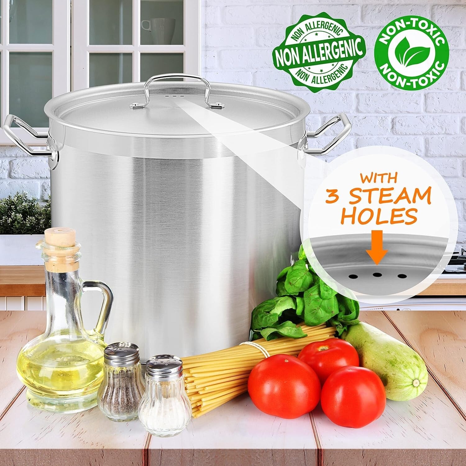 Durable 30 Quart Heavy Duty Stockpot - Perfect for Large Family Gatherings