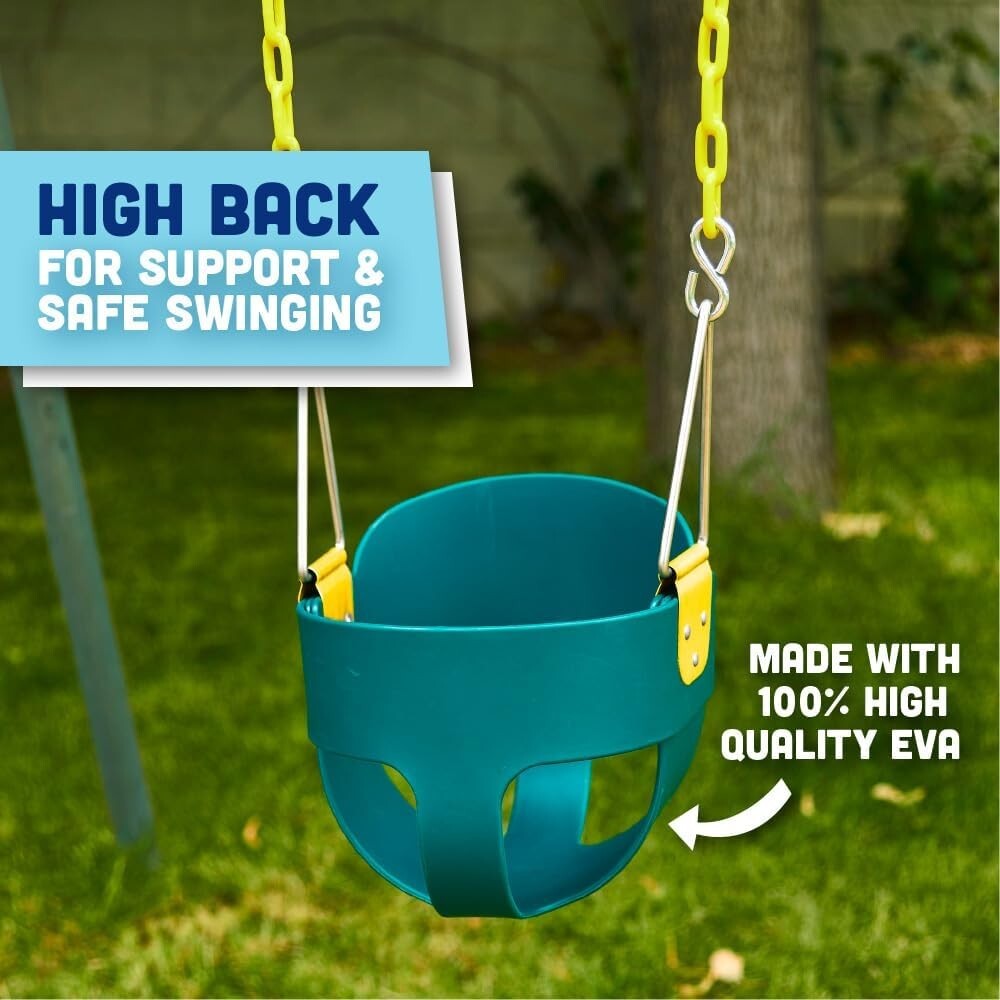 Durable Full Bucket Toddler Swing - Pinch-Free Design & Adjustable Chains