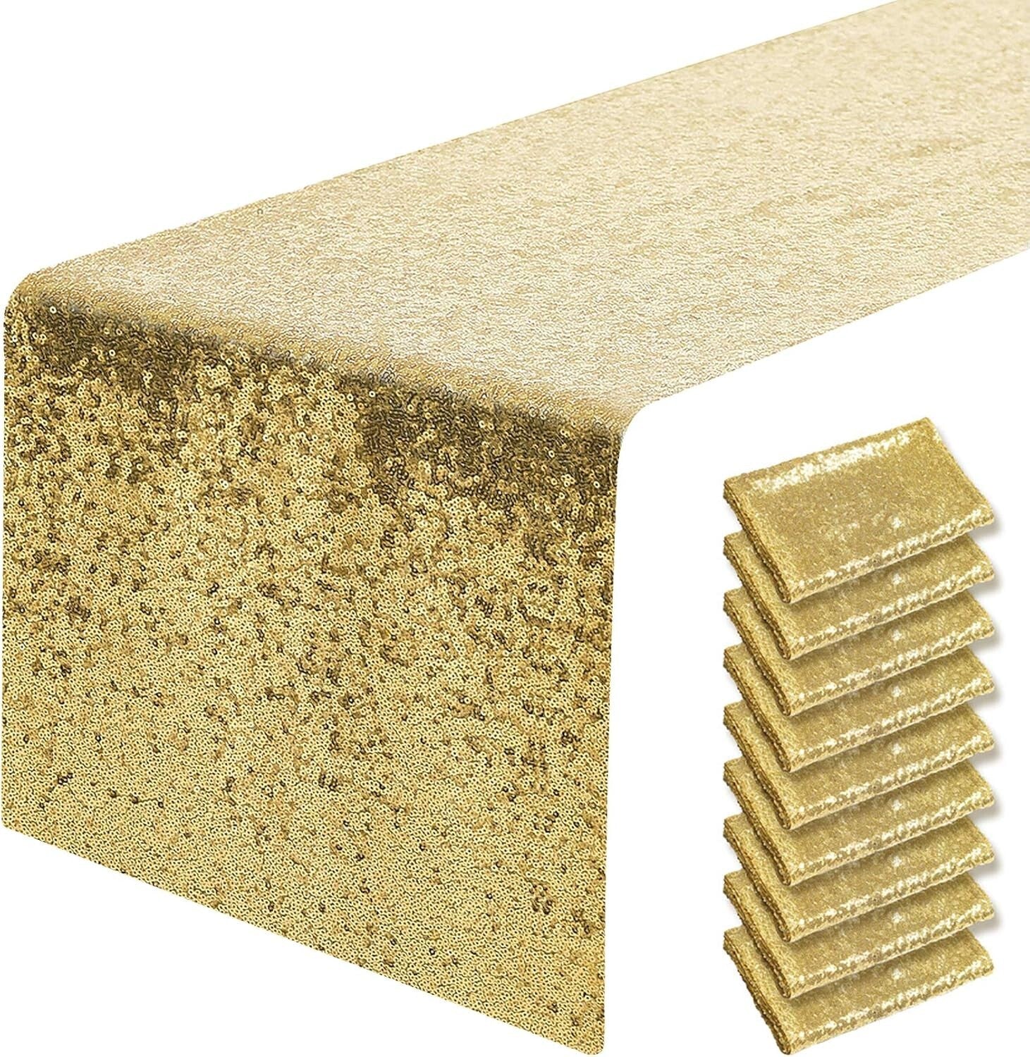 Dazzling Gold Sequin 12x72" Table Runners - Perfect for Parties, Weddings