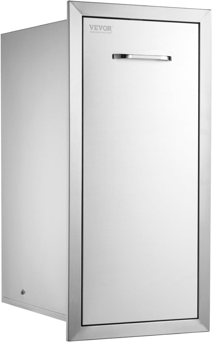 13.4"W Outdoor Kitchen Trash Bin - Durable Stainless Steel with Silent Rails