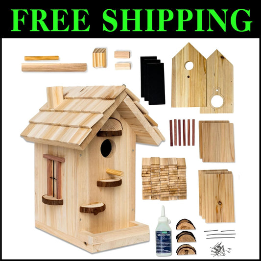 All-Inclusive Wooden Bird House Kit for Adults - Perfect Family Craft Project